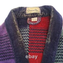 Vintage Christian Dior Le Connaisseur Long Bathrobe Purple Blue Teal Red Plaid