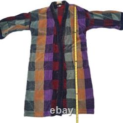 Vintage Christian Dior Le Connaisseur Long Bathrobe Purple Blue Teal Red Plaid