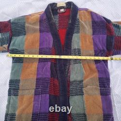 Vintage Christian Dior Le Connaisseur Long Bathrobe Purple Blue Teal Red Plaid