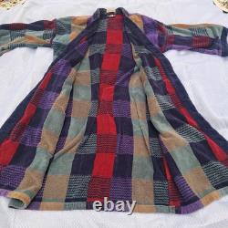Vintage Christian Dior Le Connaisseur Long Bathrobe Purple Blue Teal Red Plaid