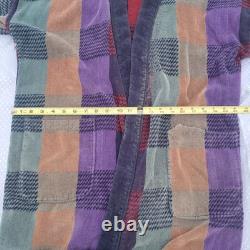 Vintage Christian Dior Le Connaisseur Long Bathrobe Purple Blue Teal Red Plaid