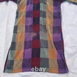 Vintage Christian Dior Le Connaisseur Long Bathrobe Purple Blue Teal Red Plaid