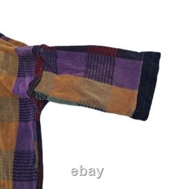 Vintage Christian Dior Le Connaisseur Long Bathrobe Purple Blue Teal Red Plaid