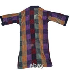 Vintage Christian Dior Le Connaisseur Long Bathrobe Purple Blue Teal Red Plaid