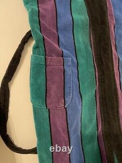 Vintage Christian Dior Le Connaisseur Long Bathrobe Purple Blue Teal Striped