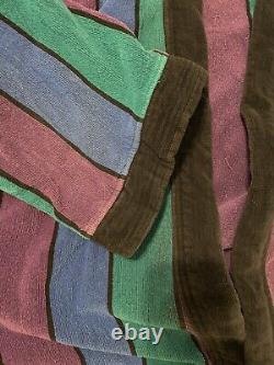 Vintage Christian Dior Le Connaisseur Long Bathrobe Purple Blue Teal Striped