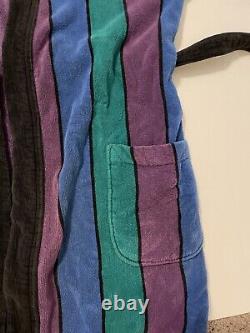 Vintage Christian Dior Le Connaisseur Long Bathrobe Purple Blue Teal Striped