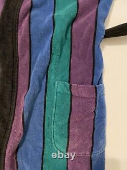 Vintage Christian Dior Le Connaisseur Long Bathrobe Purple Blue Teal Striped