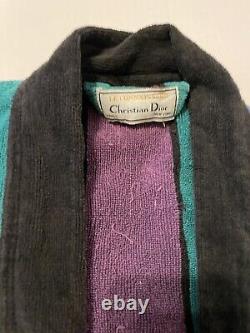 Vintage Christian Dior Le Connaisseur Long Bathrobe Purple Blue Teal Striped