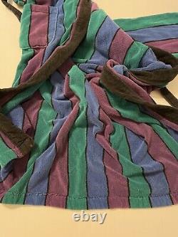 Vintage Christian Dior Le Connaisseur Long Bathrobe Purple Blue Teal Striped