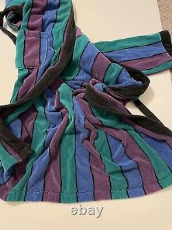 Vintage Christian Dior Le Connaisseur Long Bathrobe Purple Blue Teal Striped