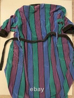 Vintage Christian Dior Le Connaisseur Long Bathrobe Purple Blue Teal Striped