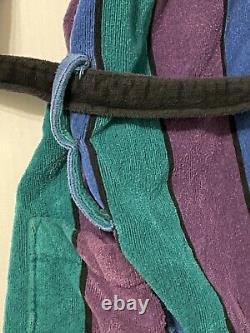 Vintage Christian Dior Le Connaisseur Long Bathrobe Purple Blue Teal Striped