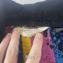 Vintage Christian Dior Monsieur Bath Robe One Size Cotton Retro Paisley 90s
