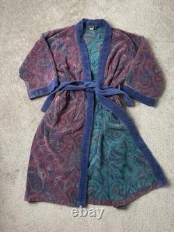 Vintage Christian Dior Monsieur Robe Paisley Terry Cloth Bathrobe, Size One Size