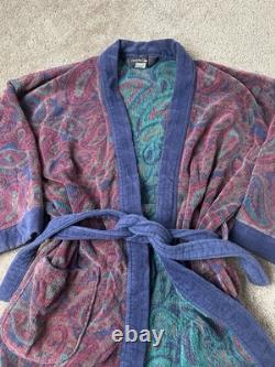 Vintage Christian Dior Monsieur Robe Paisley Terry Cloth Bathrobe, Size One Size