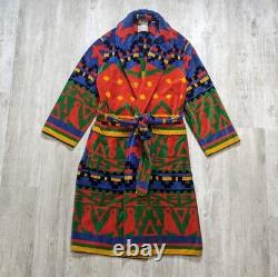 Vintage Cypress Colorful Aztec Bathrobe One Size Terry Cloth Cotton Belted Robe