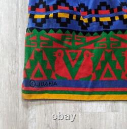 Vintage Cypress Colorful Aztec Bathrobe One Size Terry Cloth Cotton Belted Robe