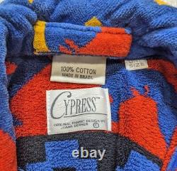 Vintage Cypress Colorful Aztec Bathrobe One Size Terry Cloth Cotton Belted Robe
