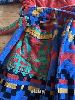 Vintage Cypress Juana Berner Aztec Southwestern Terry Cotton Robe Bathrobe