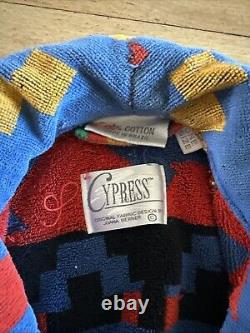 Vintage Cypress Juana Berner Aztec Southwestern Terry Cotton Robe Bathrobe