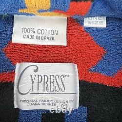 Vintage Cypress Juana Berner Aztec Southwestern Terry Cotton Robe Bathrobe