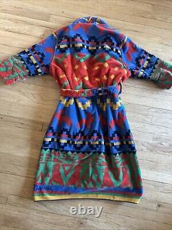 Vintage Cypress Juana Berner Aztec Southwestern Terry Cotton Robe Bathrobe