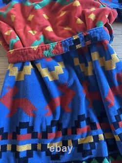 Vintage Cypress Juana Berner Aztec Southwestern Terry Cotton Robe Bathrobe