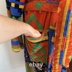 Vintage Cypress Juana Colorful Aztec One Size Terry Cloth Cotton Belted Robe