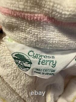 Vintage Cypress Terry Heavy Cotton Bathrobe Spa Robe Color Striped White Size L
