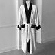 Vintage DOLCE & GABBANA mens bathrobe black and white in cotton & silk chenille