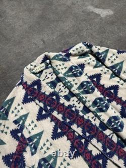 Vintage LL Bean Aztec Bath Robe Geometric Heavyweight Rare Print Southwestern