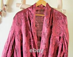 Vintage Maroon Silk Long Dressing Gown, Made in England