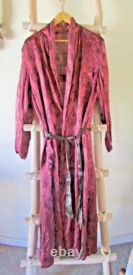 Vintage Maroon Silk Long Dressing Gown, Made in England