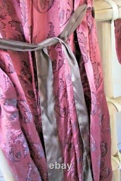 Vintage Maroon Silk Long Dressing Gown, Made in England