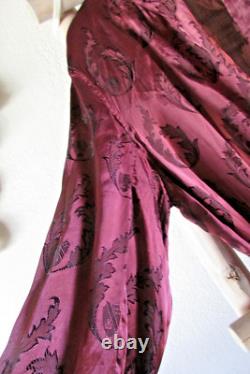 Vintage Maroon Silk Long Dressing Gown, Made in England