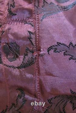 Vintage Maroon Silk Long Dressing Gown, Made in England