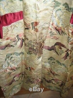 Vintage Mens Silk Japanese Kimono Smoking Jacket Bath Robe 1950's Halloween