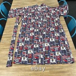 Vintage Neiman Marcus Mens Bath Robe Beach Cotton Striped Made in USA READ
