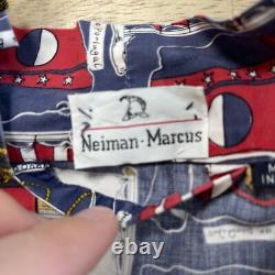 Vintage Neiman Marcus Mens Bath Robe Beach Cotton Striped Made in USA READ
