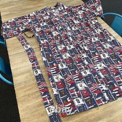 Vintage Neiman Marcus Mens Bath Robe Beach Cotton Striped Made in USA READ
