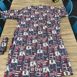 Vintage Neiman Marcus Mens Bath Robe Beach Cotton Striped Made in USA READ