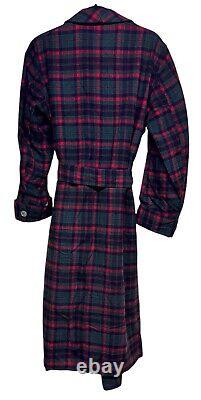 Vintage PENDLETON Red Wool Tartan Plaid Belted Bathrobe Men's Size Medium