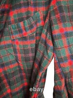 Vintage PENDLETON Red Wool Tartan Plaid Belted Bathrobe Men's Size Medium