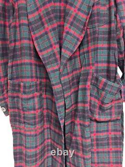 Vintage PENDLETON Red Wool Tartan Plaid Belted Bathrobe Men's Size Medium
