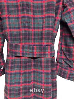 Vintage PENDLETON Red Wool Tartan Plaid Belted Bathrobe Men's Size Medium