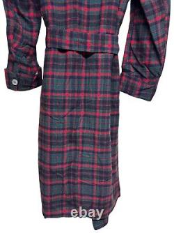 Vintage PENDLETON Red Wool Tartan Plaid Belted Bathrobe Men's Size Medium