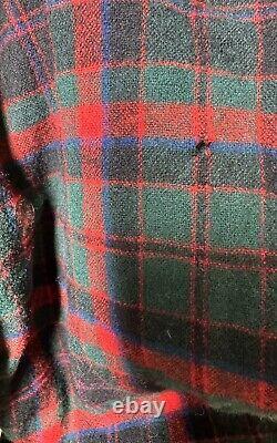 Vintage PENDLETON Red Wool Tartan Plaid Belted Bathrobe Men's Size Medium