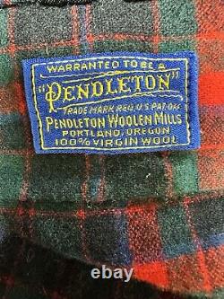 Vintage PENDLETON Red Wool Tartan Plaid Belted Bathrobe Men's Size Medium