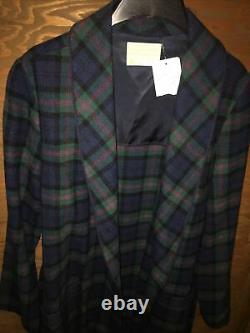 Vintage Pendleton 100% Virgin Wool Blue Green Red Plaid House Bath Robe M